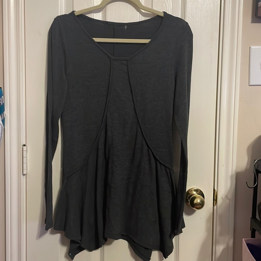Dark grey flowy blouse